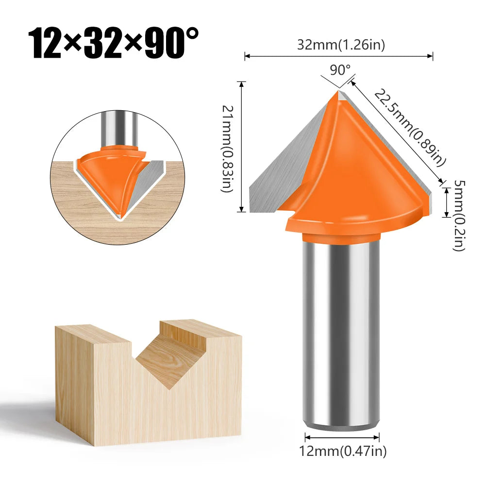 3D V-förmiger Fräser 90° und 120° für präzise Anfas- und Gravurarbeiten