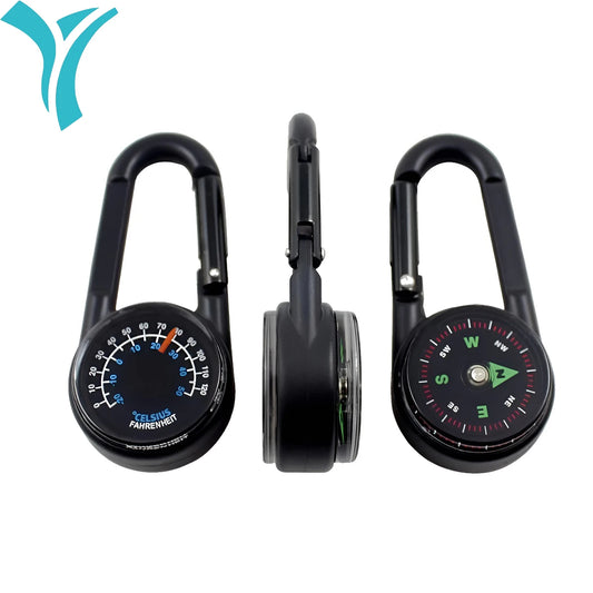 3-in-1 Outdoor Kompass Thermometer Karabiner für Wandern - Survival