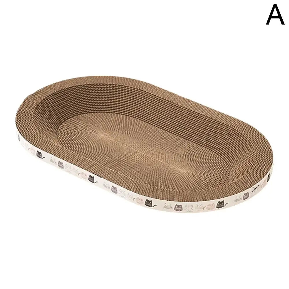 Katzenkratzblock aus Kunststoff, rund/oval, mit Liegefläche für Katzen