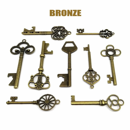 9-teiliges Set Vintage Metall Schlüssel Charms für Schmuck DIY