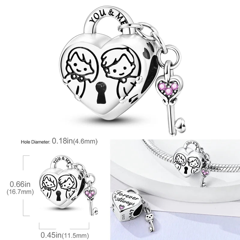 925 Sterling Silber Charm mit rosa Schmetterling - leuchtenden Glühwürmchen