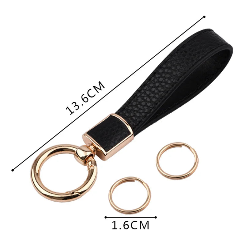 Luxuriöser Schlüsselanhänger aus PU-Leder mit goldfarbener Metall-Schnalle, 13,6 cm