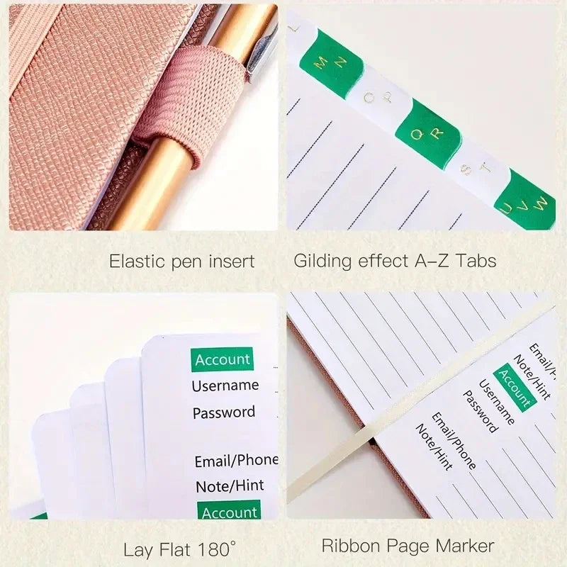 Hardcover Passwort Notizbuch mit alphabetischen Registern für Büro