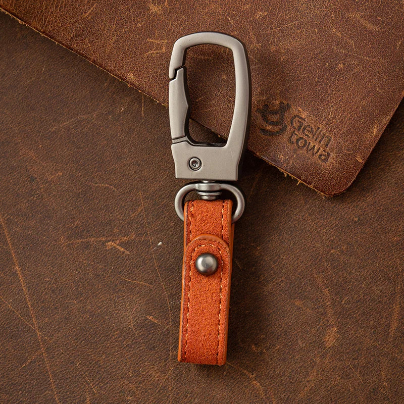 Leder Schlüsselbund mit Karabiner Retro Design für Herren und Damen