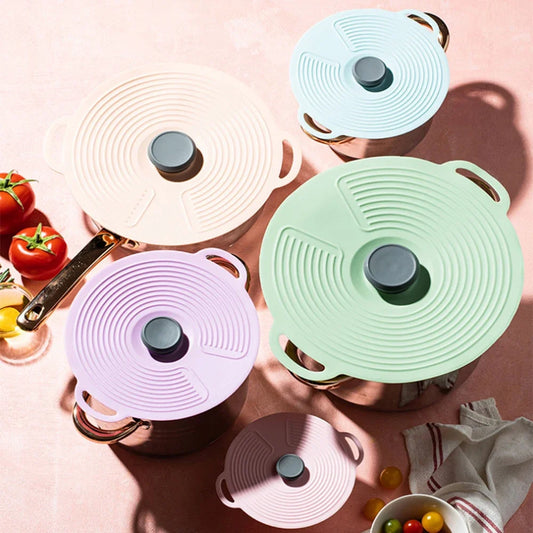 1 bis 5 Stück Silikon Topfdeckel Anti Überlauf und Staubdicht flexibel