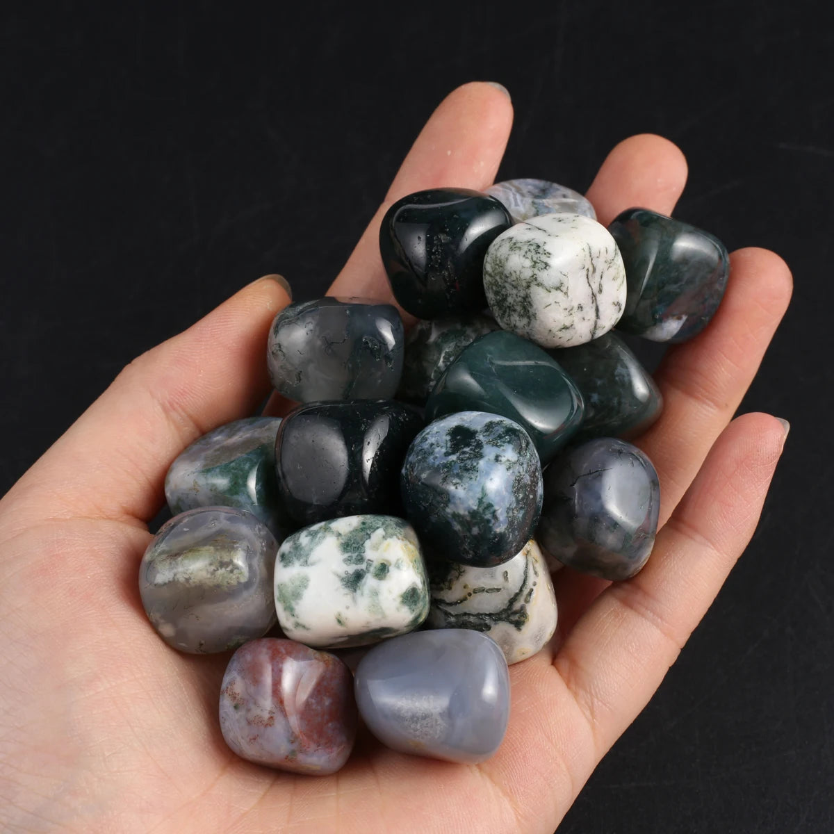 10er Set Polierte Natursteine für Heim und Aquarium