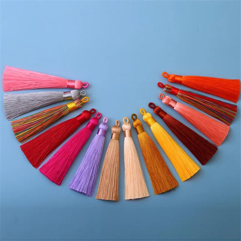 10er Set 8cm Seiden-Quasten zum Basteln für Schmuck - Lesezeichen