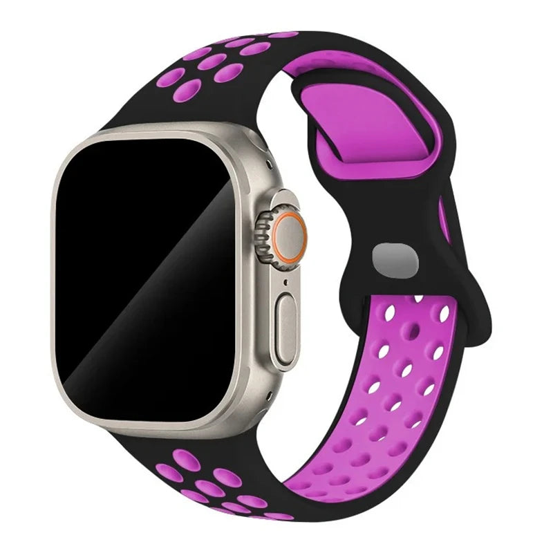 Sportliches Silikonarmband kompatibel mit Smartwatch 38-49 mm Modelle