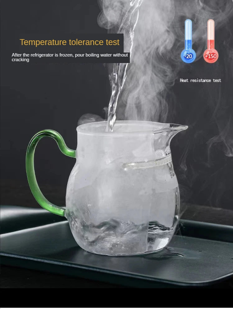 Verdickte Glas Teetasse mit hitzebeständigem Silikongriff und integriertem Teefilter