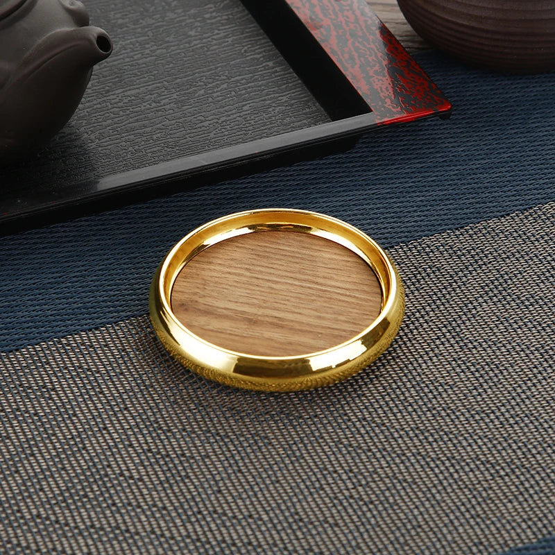 Umweltfreundlicher Holz Untersetzer mit Metallring – Rund, Hitzeschutz für Tassen