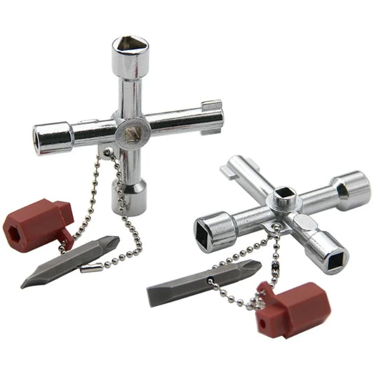 Robuster 4-in-1 Werkzeugschlüssel für Elektrik, Sanitär - Schaltschränke