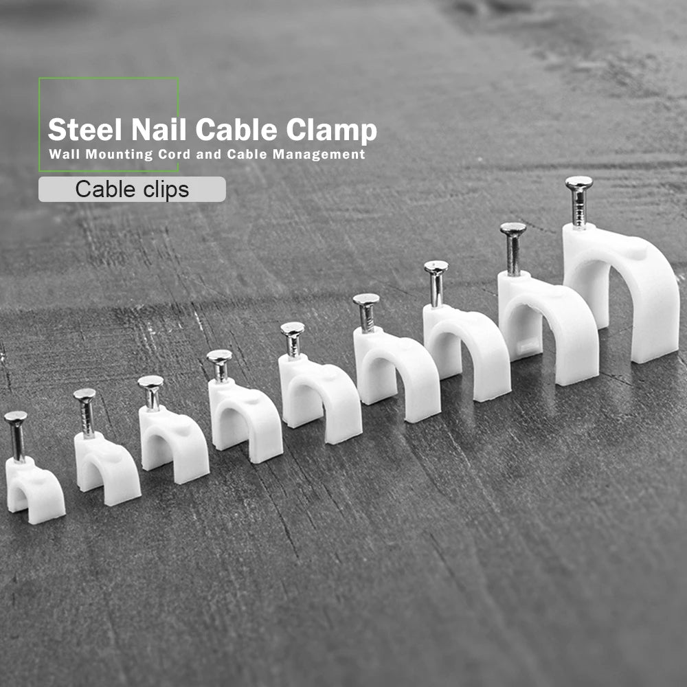 Perfekte Kabelorganisation: 100 weiße Kreis-Nagel Clips für 4-12mm Kabel