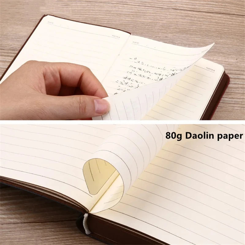 A6 Retro Mini Notizbuch PU Leder mit Taschen – Tragbar für Büro Buchhaltung