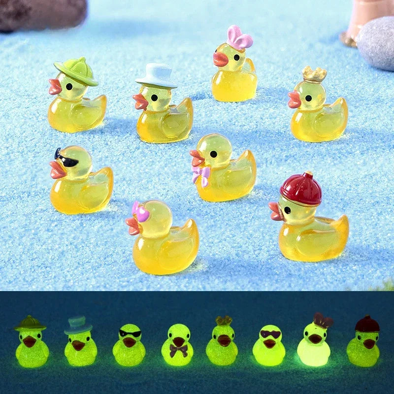 Mini Gelbe Leuchtende Enten Figuren 50 oder 100 Stück für Garten Deko