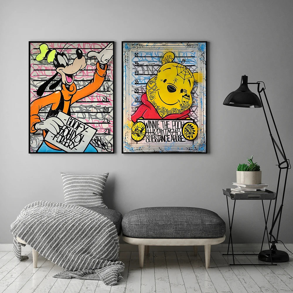 Disney Cartoon Leinwand Poster Mickey Mouse Donald Duck Wandbild