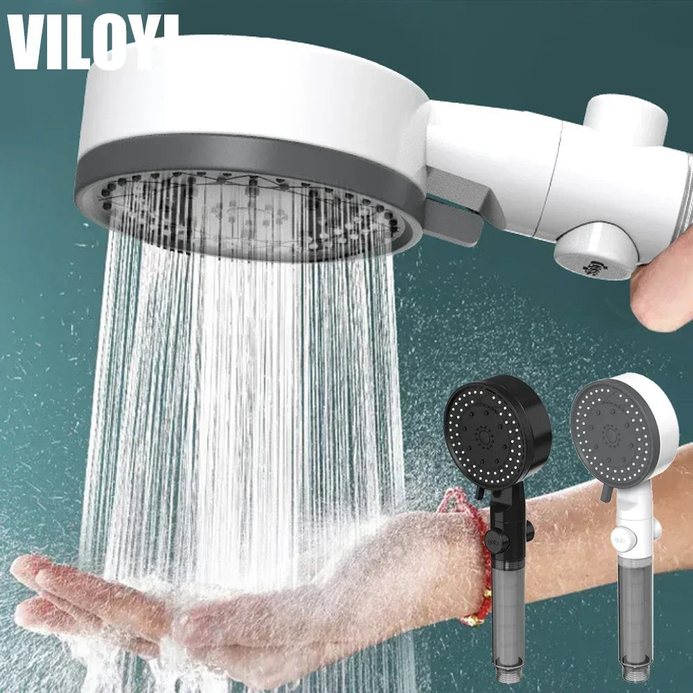 10-in-1 Handbrause mit Wasserfilter - One-Touch-Stopp – Wassersparend - Hochdruck