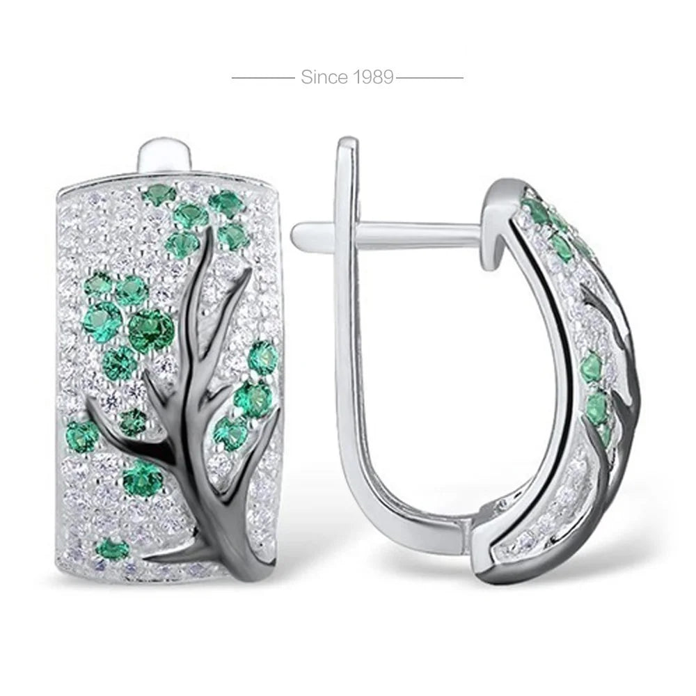 Elegante Blüte Zweig Ohrringe mit Zirkonia für Damen als Geschenk