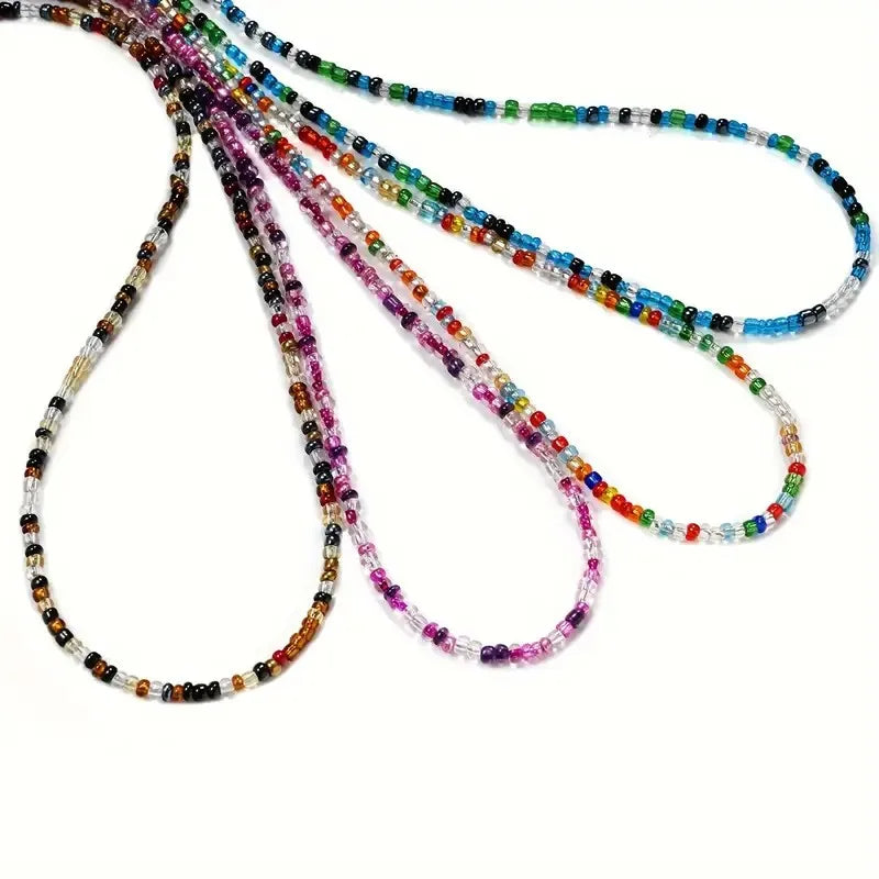 2-teiliges Set bunte Perlen Brillenketten mit weichem Brillentuch