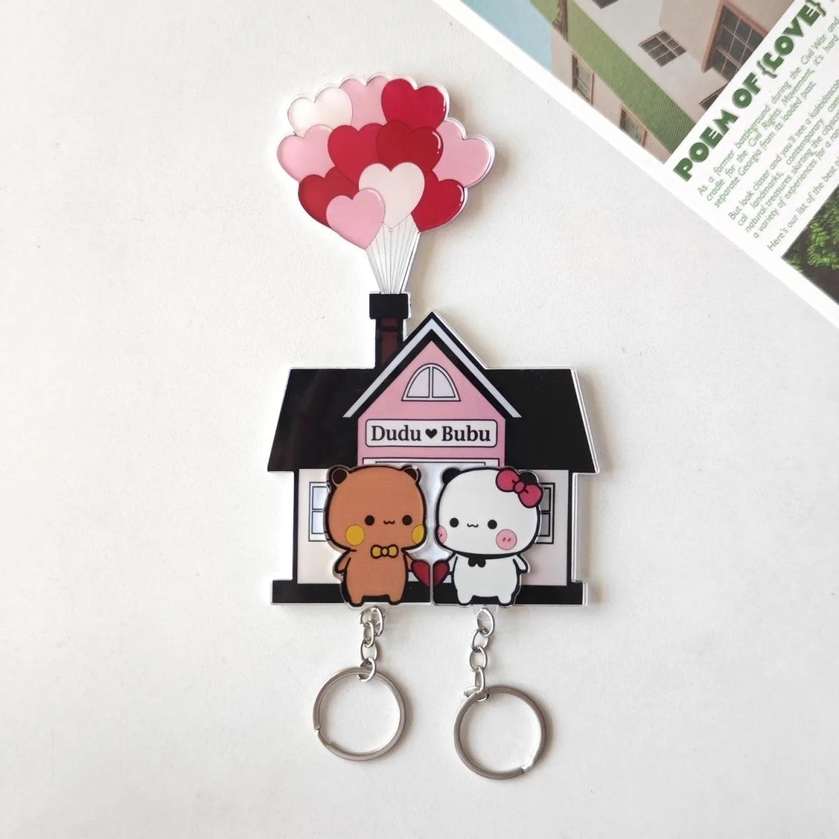 Acryl Schlüsselhalter Paar Cartoon Design Nicht-magnetisch für Zuhause