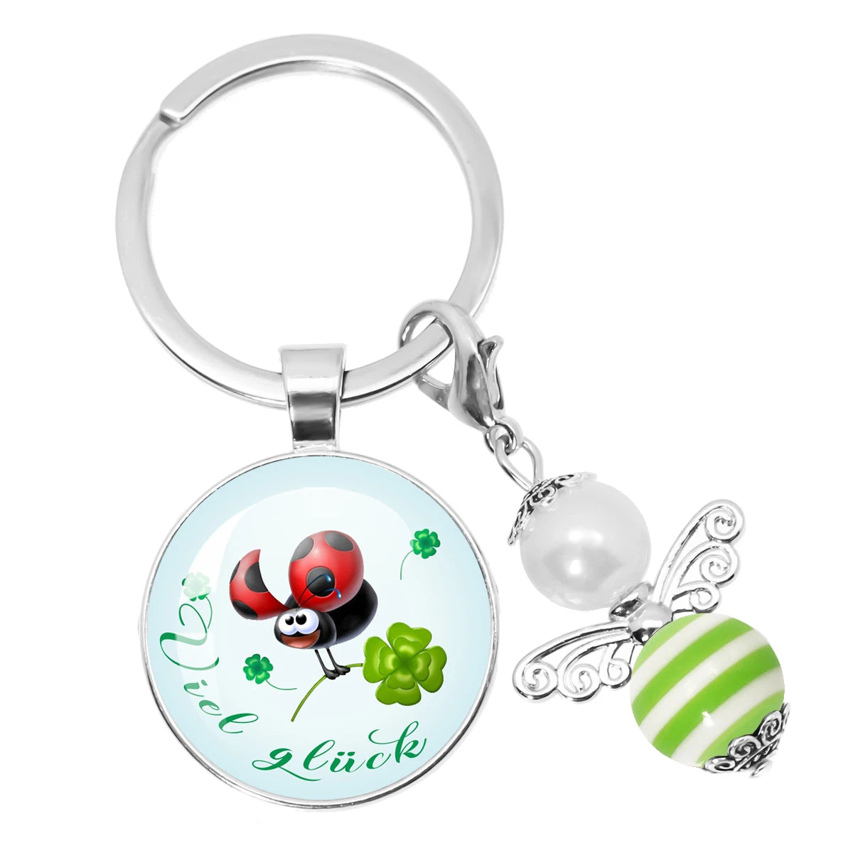 Glücksbringer Schlüsselanhänger mit vierblättrigem Kleeblatt Design