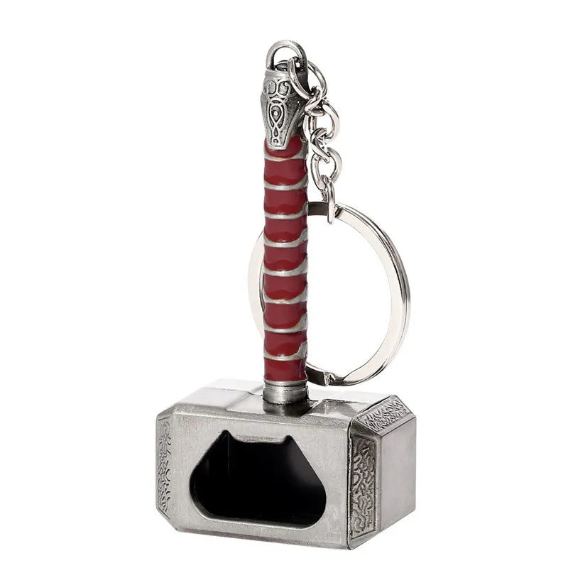 Robuster Thor Hammer Flaschenöffner Schlüsselanhänger in antik silberner Zink-Legierung