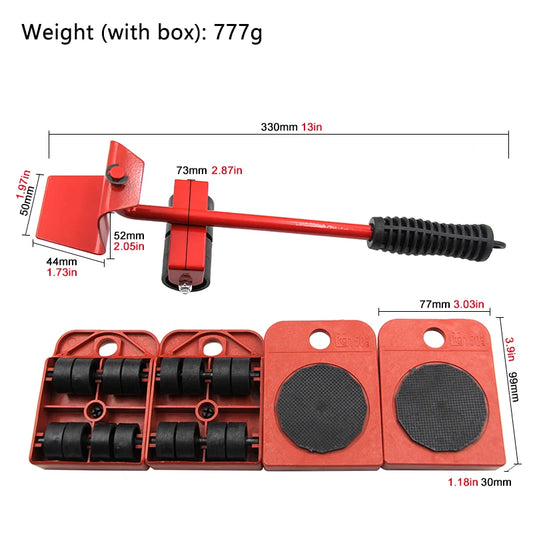 5pc tragbare haushalt schwere objekt bewegung bewegen werkzeug multifunktionale riemenscheibe beweglichen möbel hand werkzeug zubehör-Yabubest - Home & More