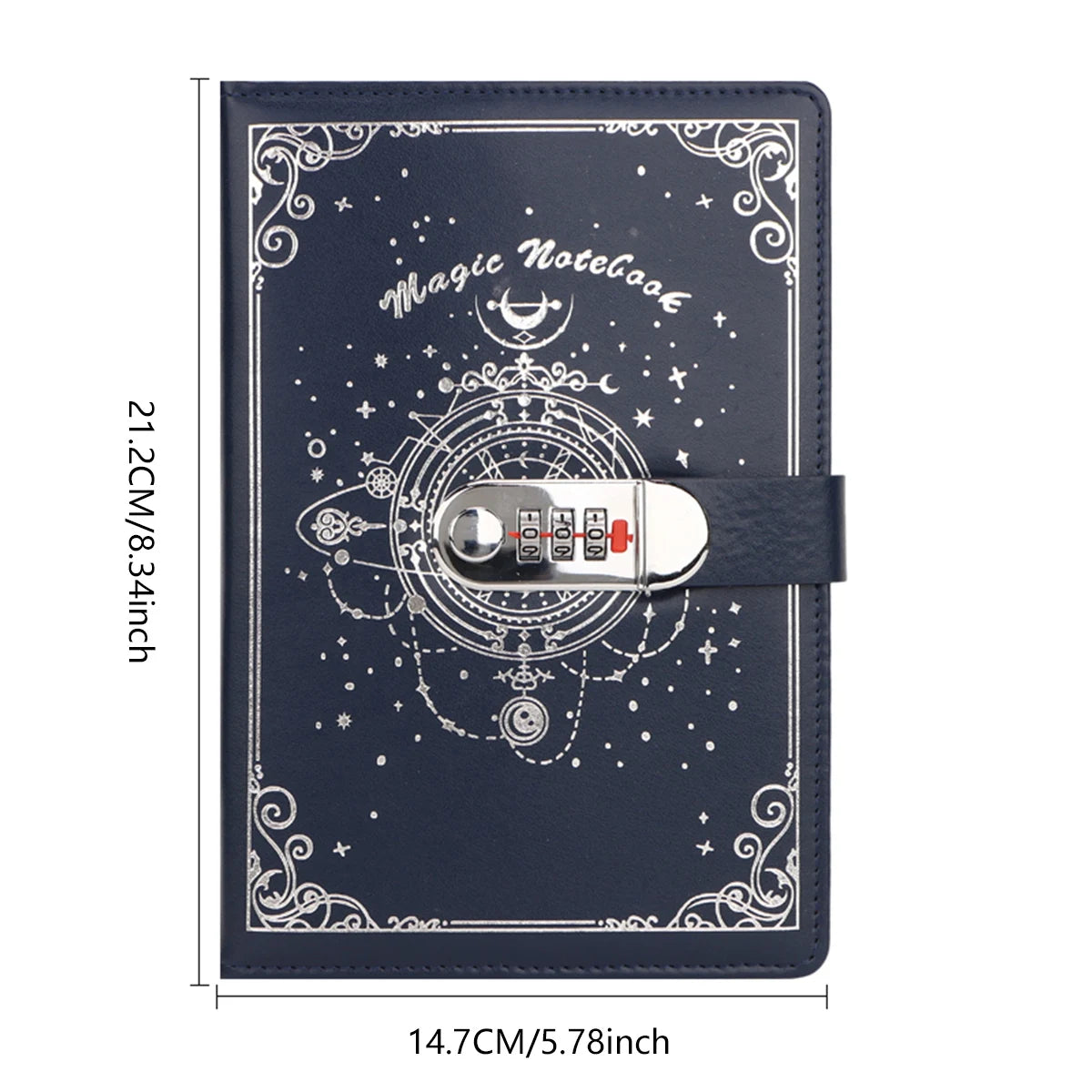 PU-Notizbuch mit Passwortschutz, 200 Seiten, ideal für Büro und Schule