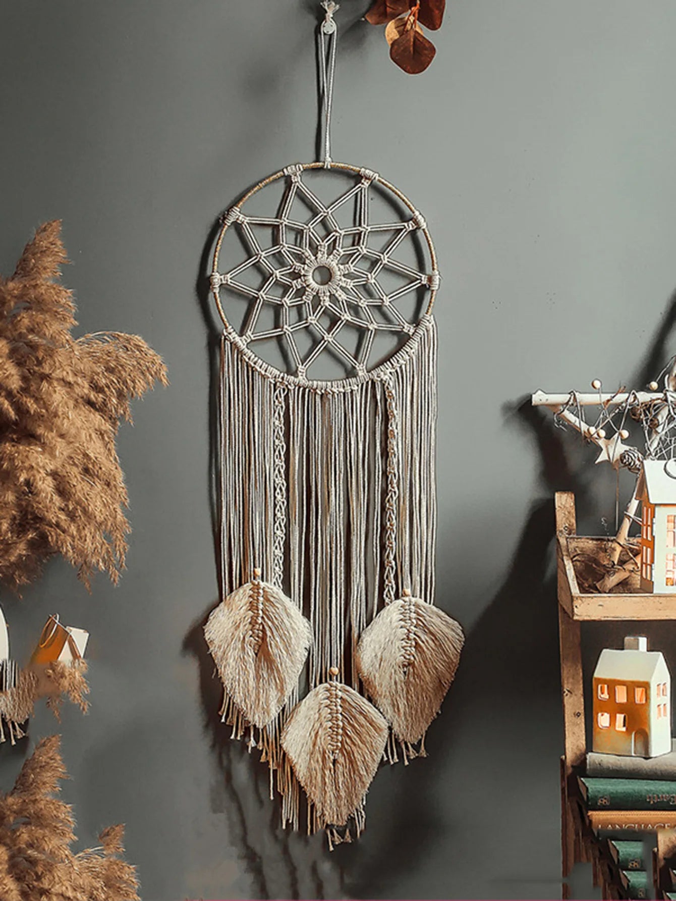 Baum des Lebens Traumfaenger Makramee Boho Wandbehang fuer Zuhaus