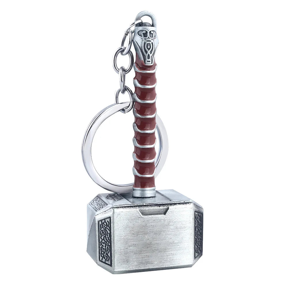 Robuster Thor Hammer Schlüsselanhänger aus silberner Zink-Legierung – stylisches Fan-Accessoire