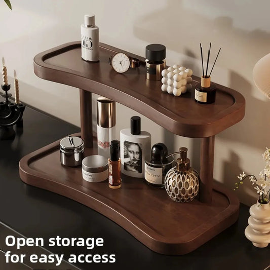 Praktischer Kosmetik Organizer aus Holz für Schreibtisch und Schminktisch