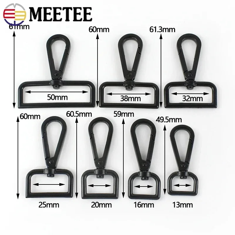 5er Set Metall Schnallen 16-50 mm mit drehbarem Karabinerverschluss für Taschen