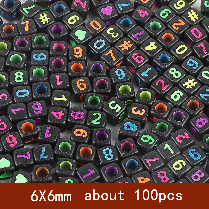 6x6mm Quadratische Acryl Alphabet Perlen für DIY Schmuck Basteln