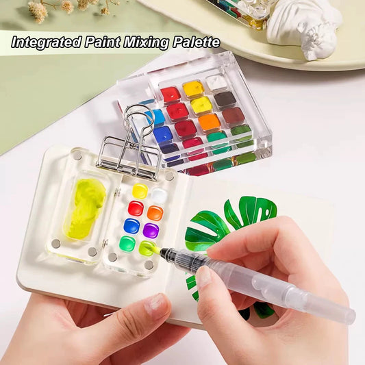 Tragbares Mini-Aquarellpaletten-Set mit Skizzenbuch für unterwegs