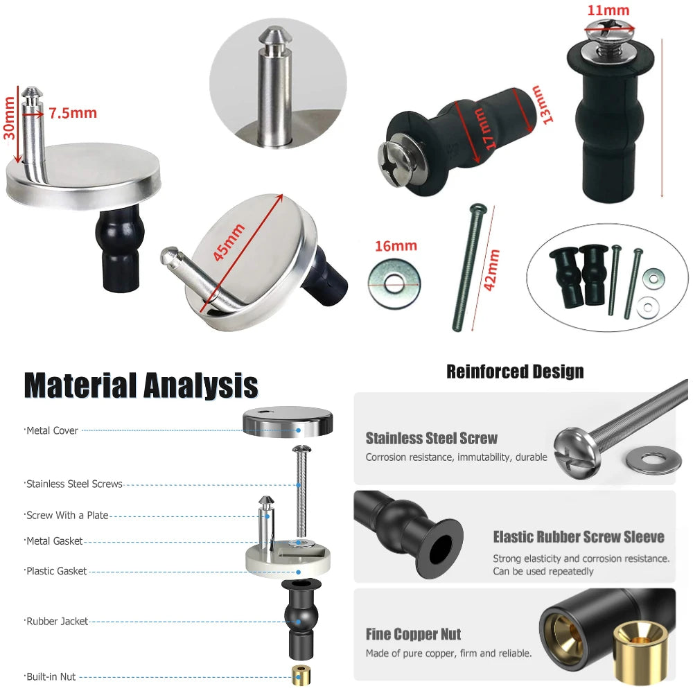 Universelles Ersatzset Schrauben Schnellverschluss für Toilettensitz Scharniere