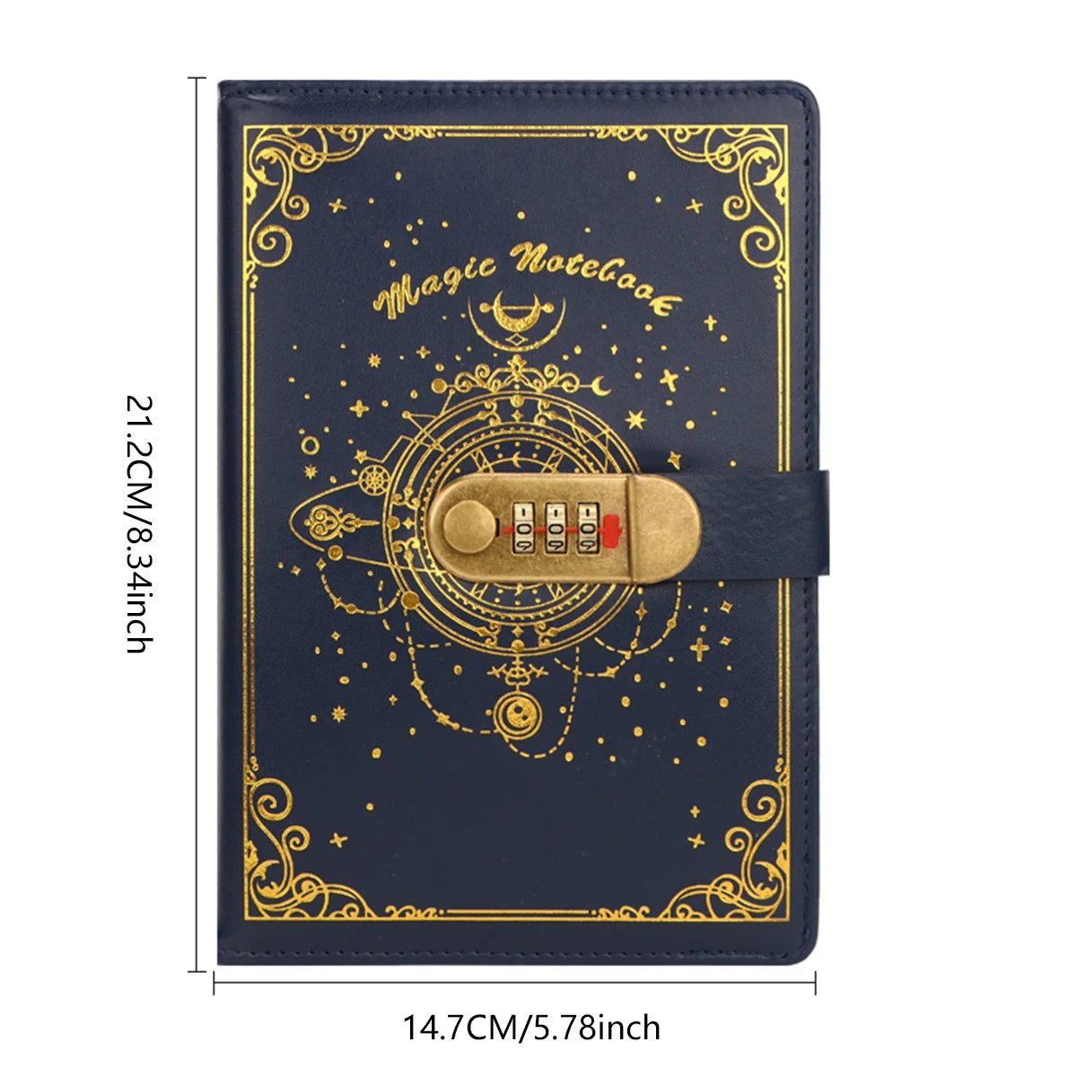 PU-Notizbuch mit Passwortschutz, 200 Seiten, ideal für Büro und Schule