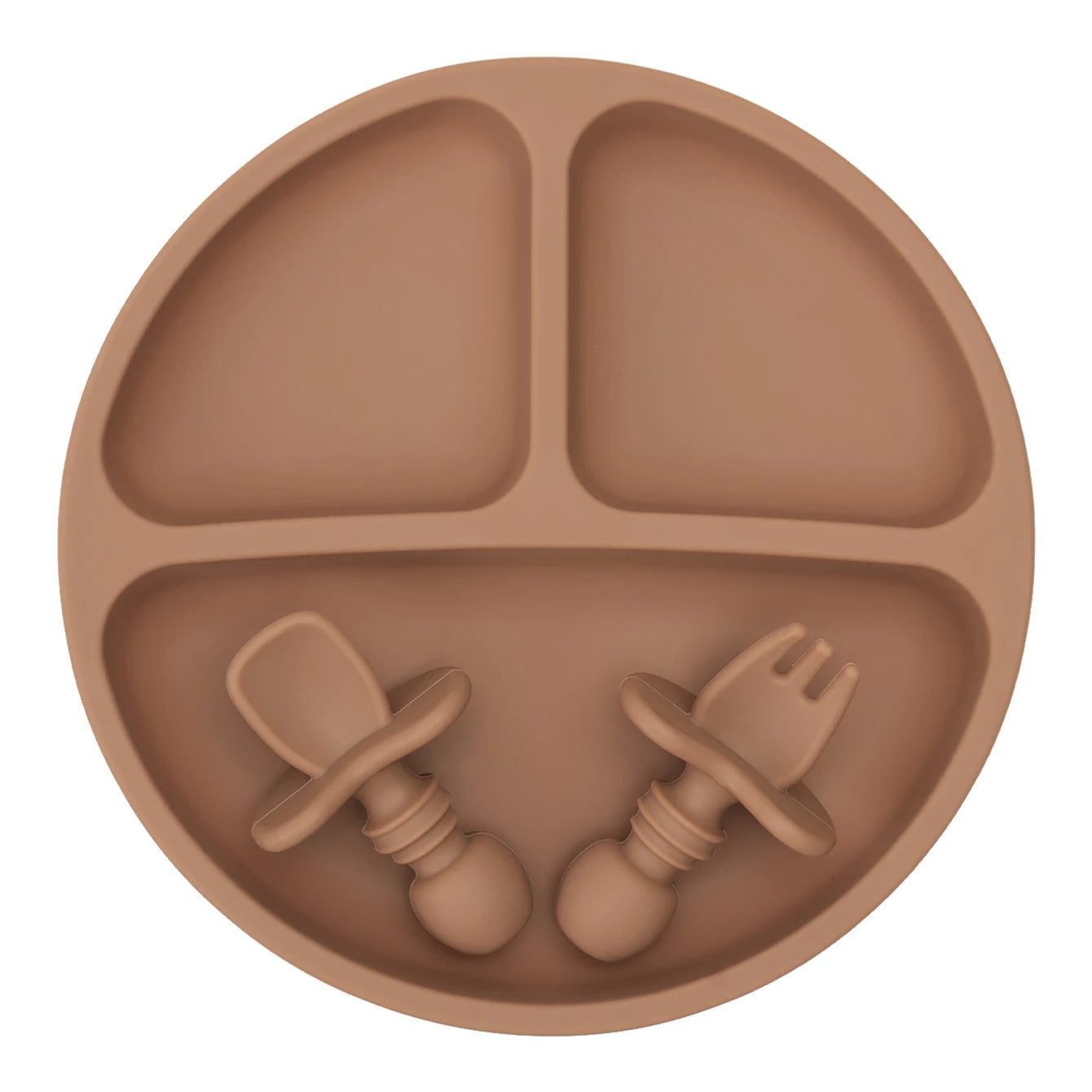 3-teiliges BPA-freies Silikon Baby Geschirrset mit Saugteller und Besteck