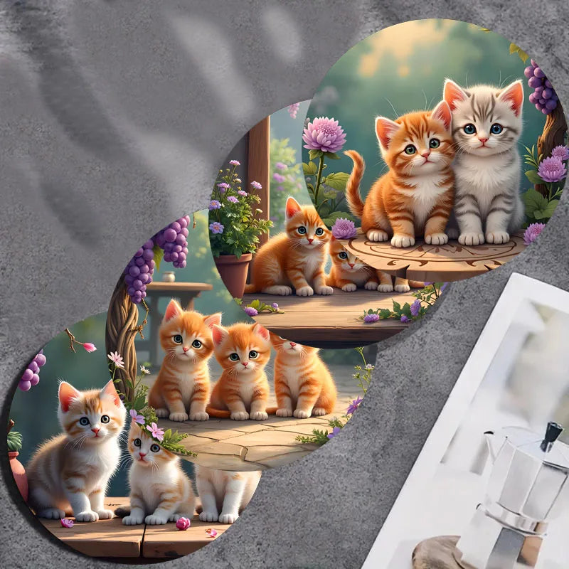 Set 4 bunte rutschfeste Holzuntersetzer für Küche Büro und Party