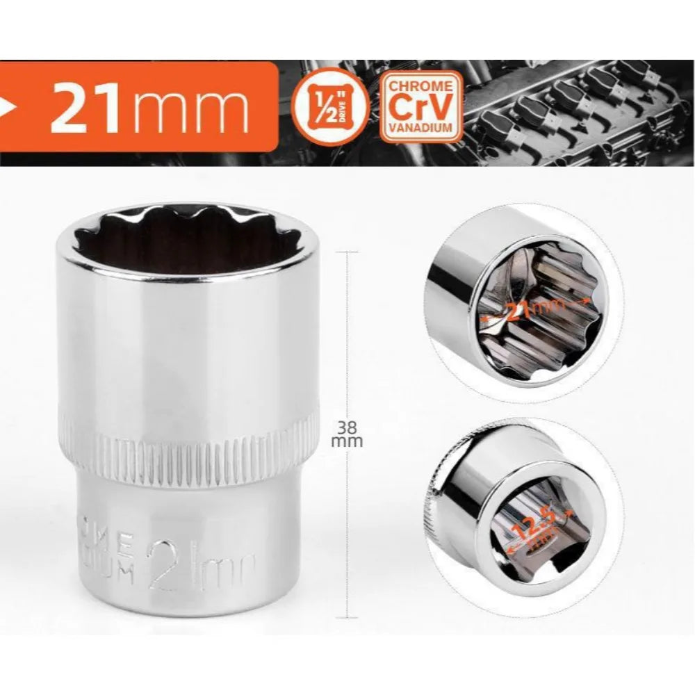 1/2 Zoll Vierkantantrieb 12-Punkt Steckschlüssel für Ratschenschlüssel 8-32mm