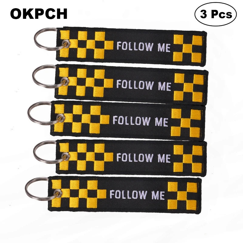 3-teiliges Schlüsselanhänger Set Bestickte Metallanhänger für Autos Motorräder