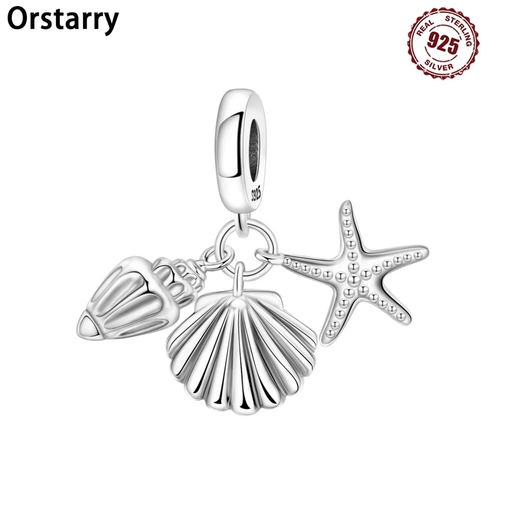 925 Sterling Silber Muschel Seestern Anhänger für Armband