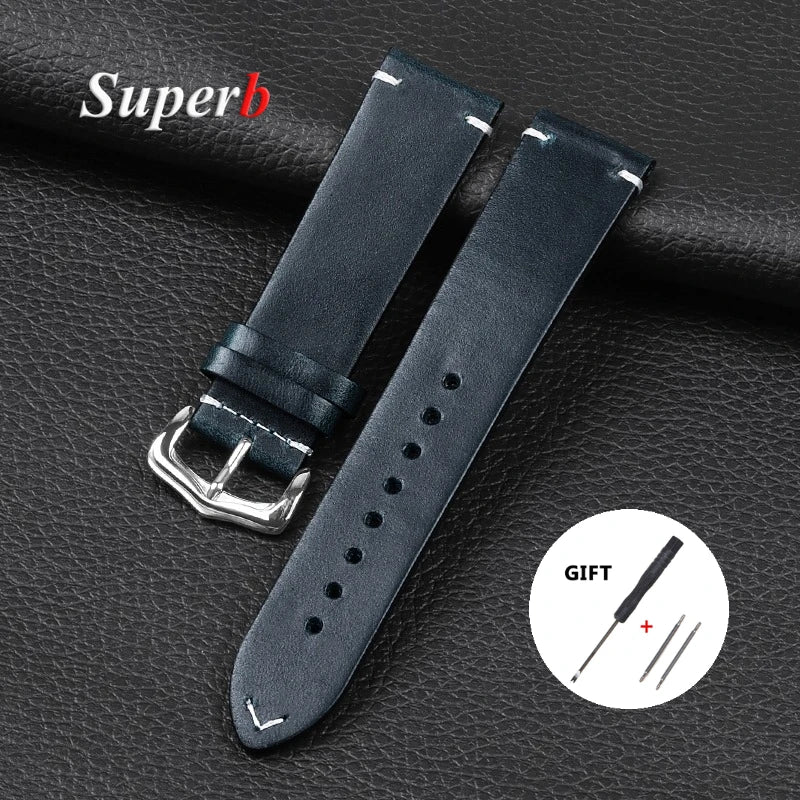 Vintage Ölwachs Lederarmband 18-24mm für Uhr und Smartwatch – Herren Damen