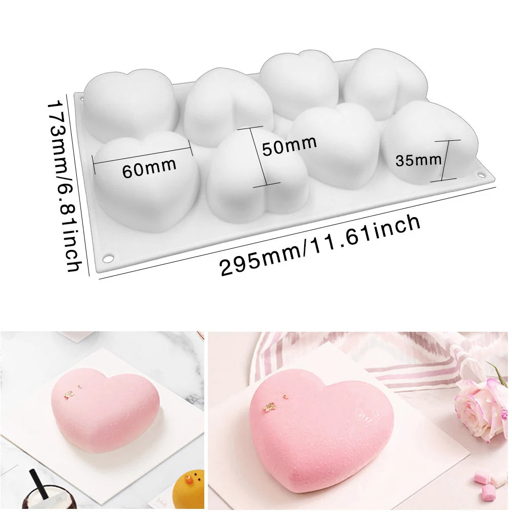 Flexible 3D Herz Silikon Backform für Dessert, Kuchen - Schokolade
