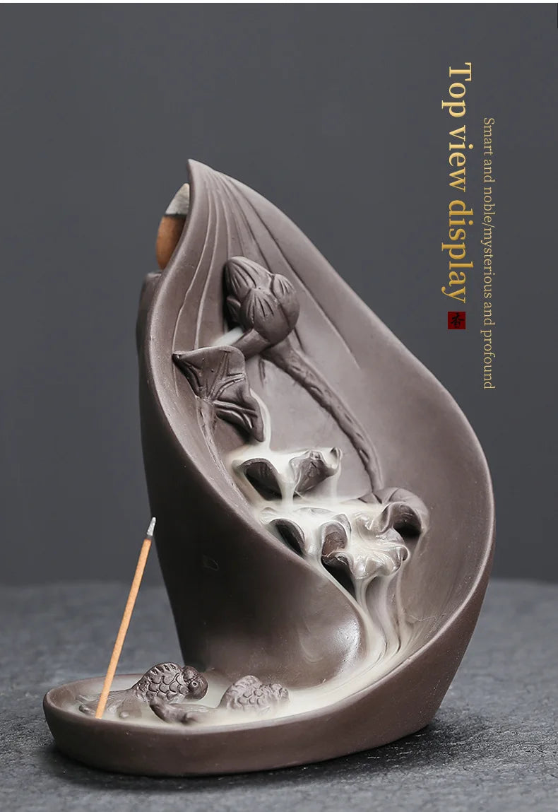 Kreatives lila Lotusblatt Räuchergefäß aus Keramik