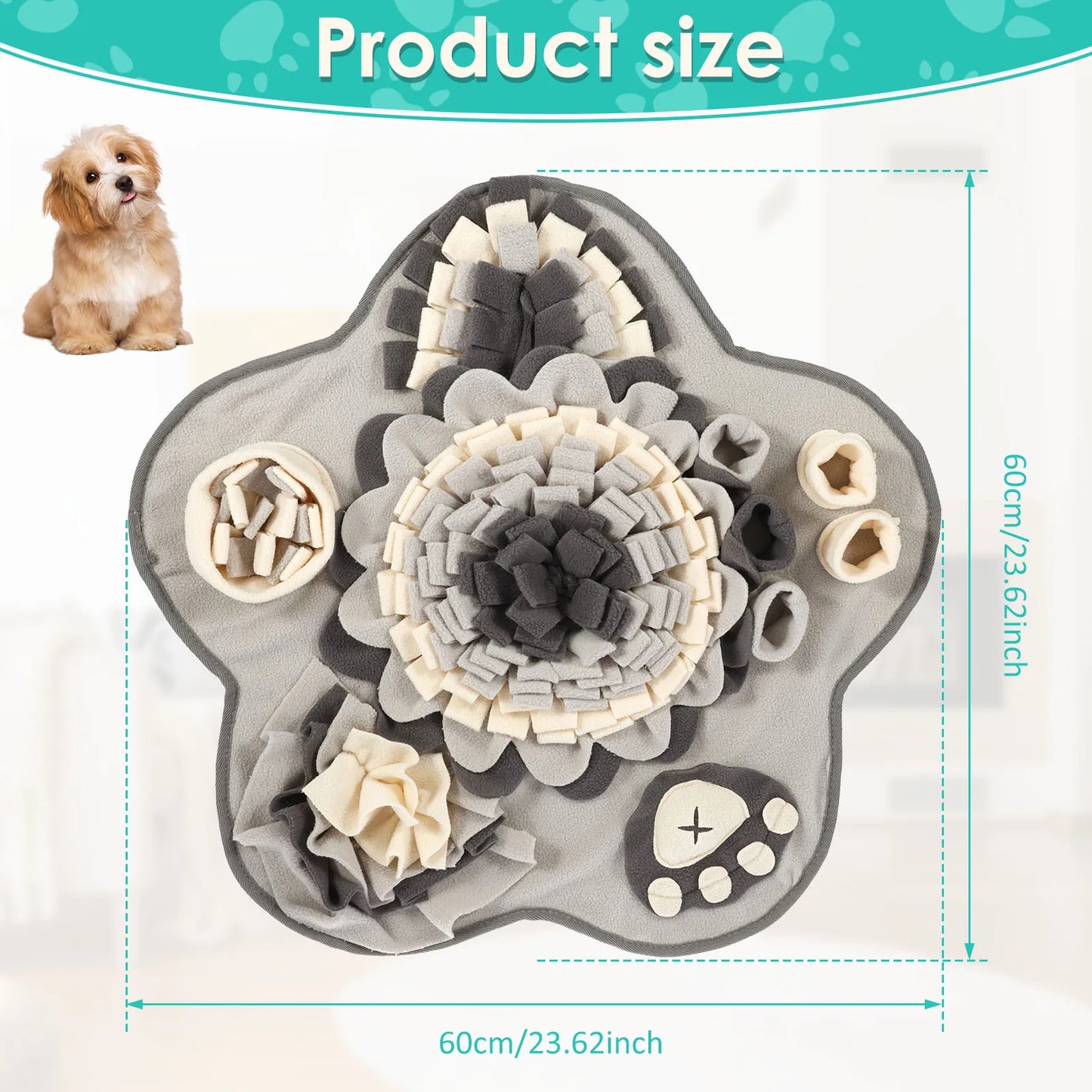 Interaktive Schnüffelmatte für Hunde mit Quietscher und Leckerlisuche