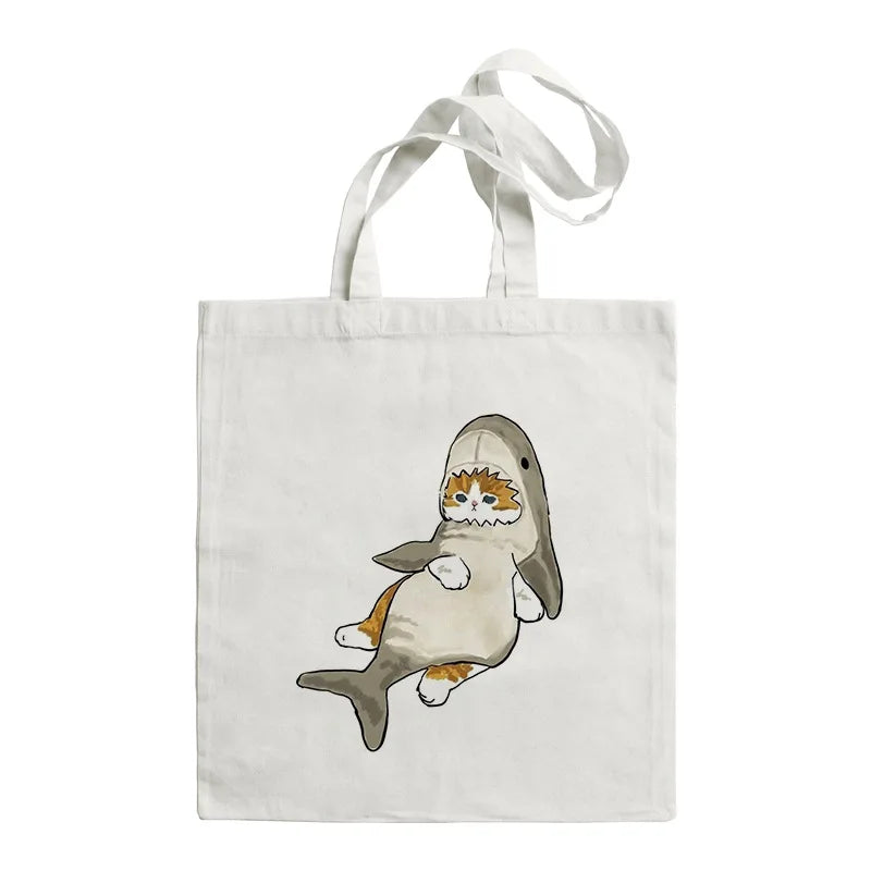 Faltbare Leinwand Einkaufstasche mit Cartoon Druck, wiederverwendbar