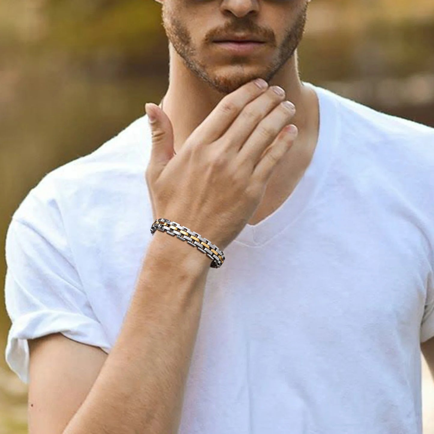 Maskulines 11mm Edelstahl Gliederarmband für Herren als Geschenk