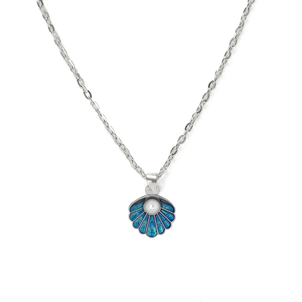 Modische verstellbare Muschel Perlen Anhänger Halskette Unisex