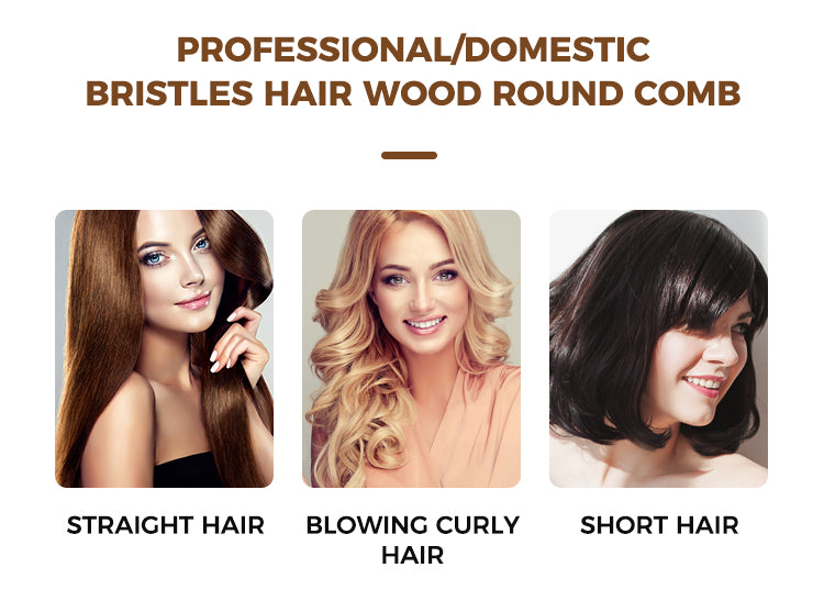 Natürlicher Wildschwein Borsten Haar Kamm mit Holzgriff