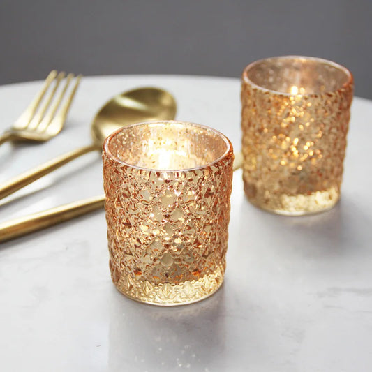 Kerzenhalter Glas Goldene Tasse Leuchter für Tischdeko und Geschenk