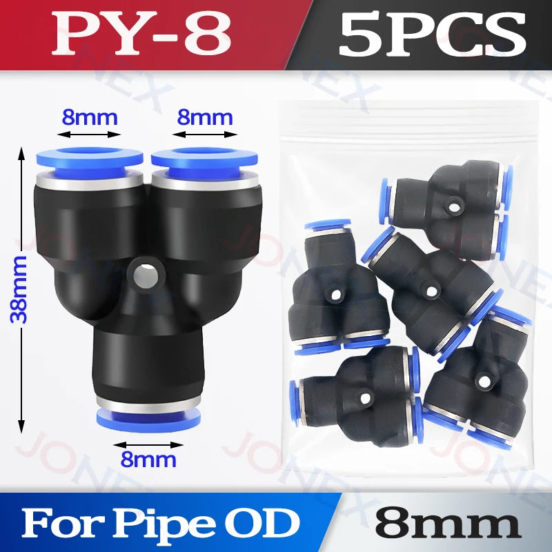 5er Set Pneumatische Schnellkupplung 4-10mm Push-in Verbindung für Luft